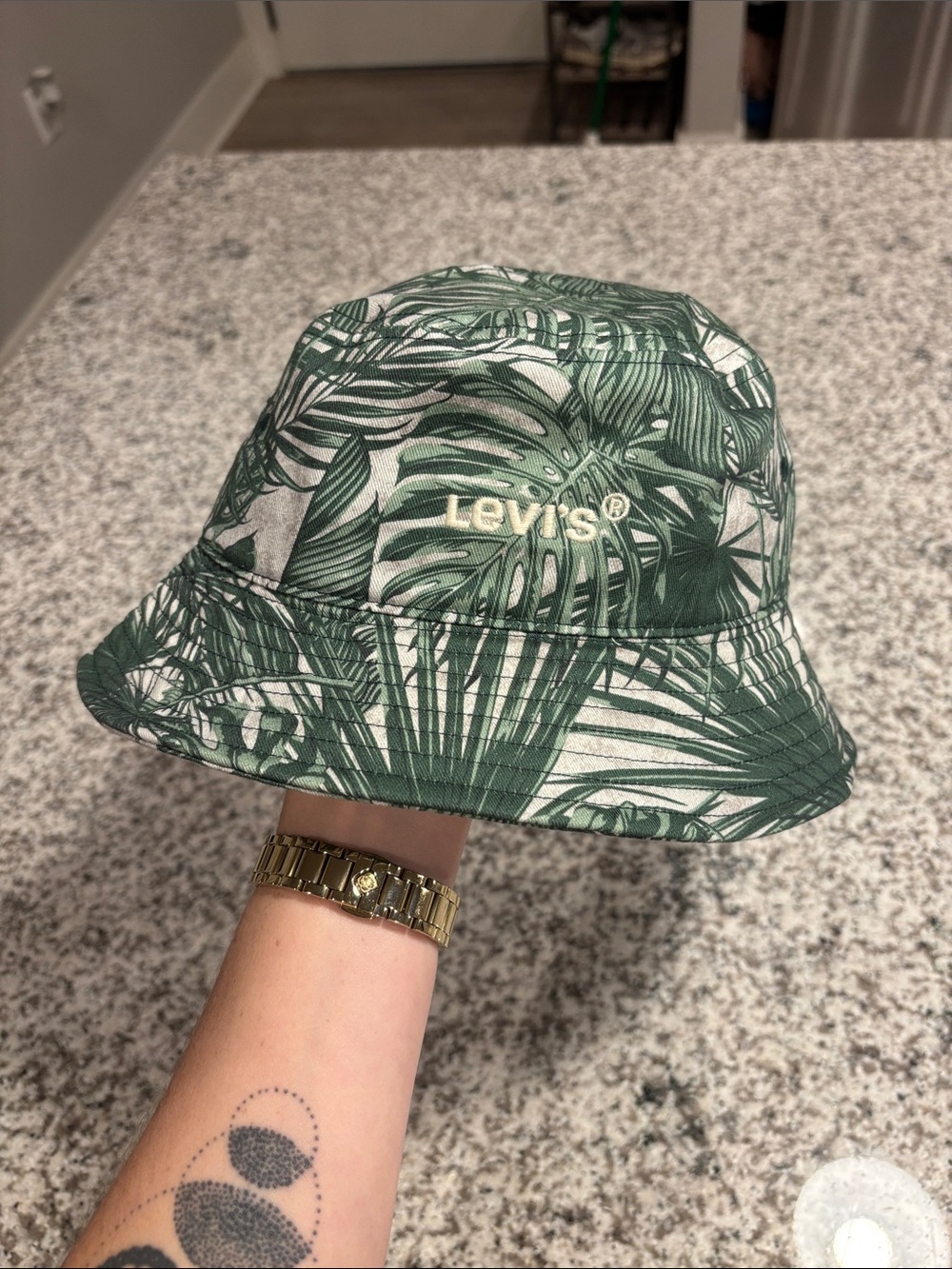 Levi's Green Palm Print Bucket Hat